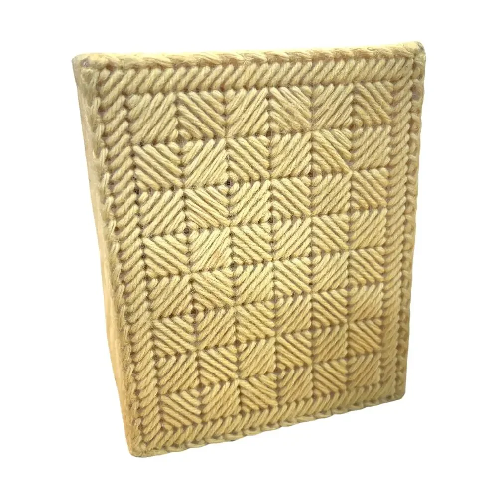Vintage Handmade Yarn Wrapped Owl Tissue Box Cover Plastic Canvas